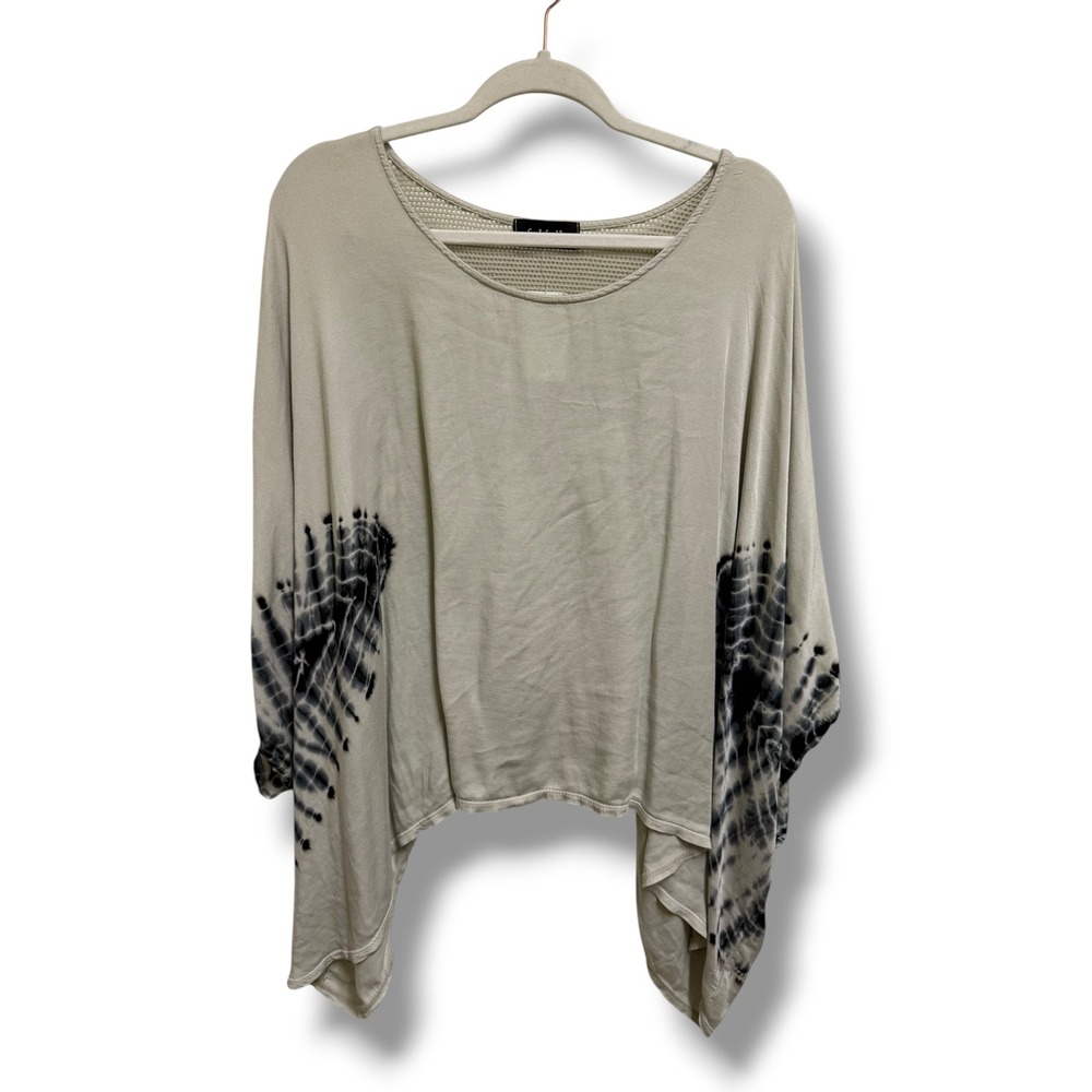 fab'rik Beige Tie Dye Mesh Back Poncho Top One‎ Size Boho Oversized USA